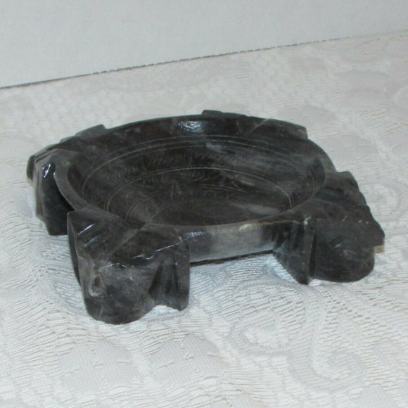 Vintage Carved Stone or Marble Alabaster Ashtray Soap Dish Trinket Holder - Picture 4 of 12